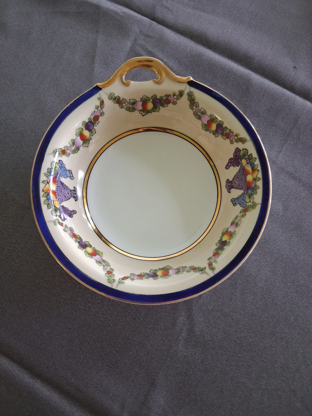 Noritake Hand Painted Gold-Trim Floral Porcelain Serving Bowl Made In Japan